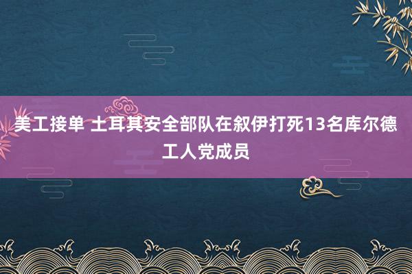 美工接单 土耳其安全部队在叙伊打死13名库尔德工人党成员