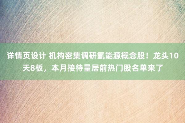 详情页设计 机构密集调研氢能源概念股！龙头10天8板，本月接待量居前热门股名单来了