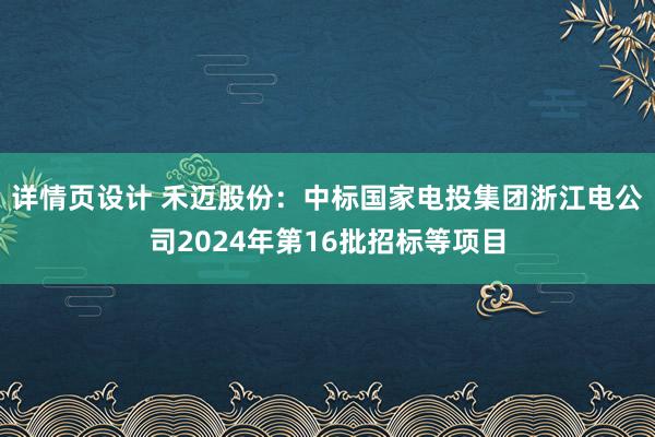 详情页设计 禾迈股份：中标国家电投集团浙江电公司2024年第16批招标等项目