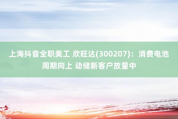 上海抖音全职美工 欣旺达(300207)：消费电池周期向上 动储新客户放量中